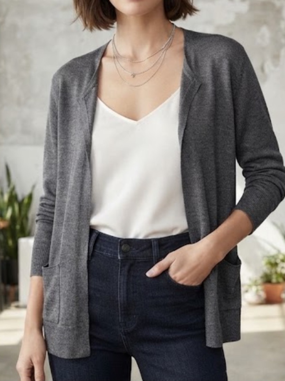 Linda Allard Ellen Tracy Silk Cardigan Sweater